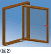 ケースメント・ウィンドウ(竪辷り出し窓) 図2